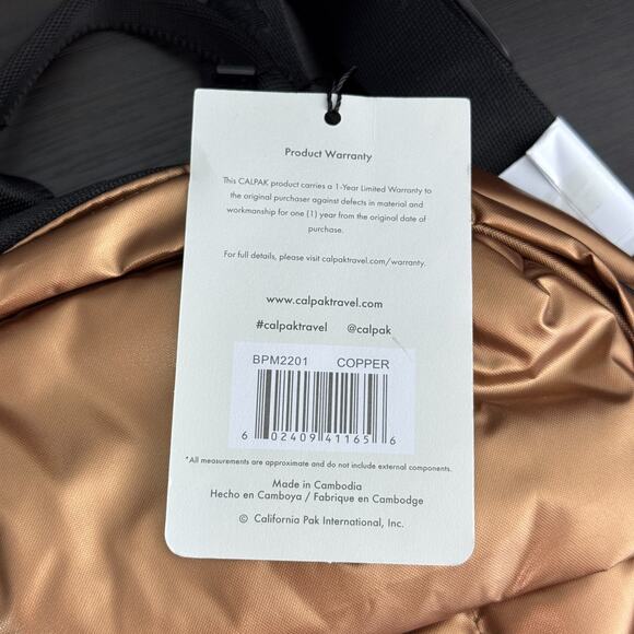 Calpak Luka Mini Backpack Padded Travel Work School Bag Luggage Copper Color NEW - Picture 4 of 8